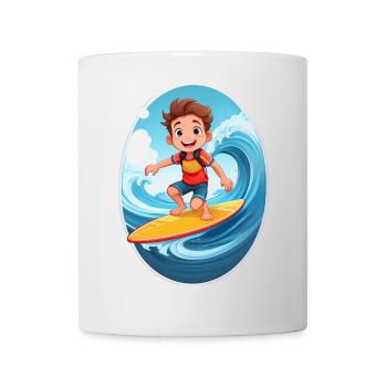 Surfer with surfboard - Mug - white - Front