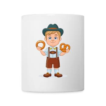 Illustration – Bayer with Lederhosen and Pretzel - Mug - white - Front
