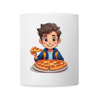 Teenager with pizza - Mug - white - Front