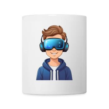 Junge mit VR-Brille – Virtuelle Realität - Tasse - Weiß - Vorne