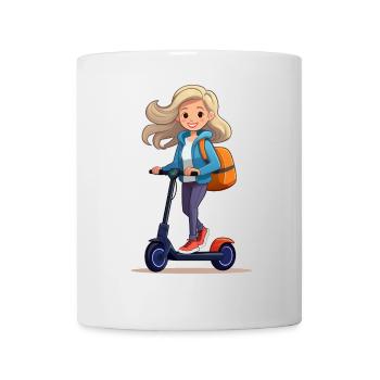 Woman riding an e-scooter - Mug - white - Front