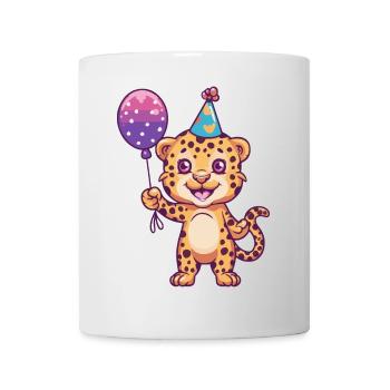 Leopard Geburtstag Comic - Tasse - Weiß - Vorne