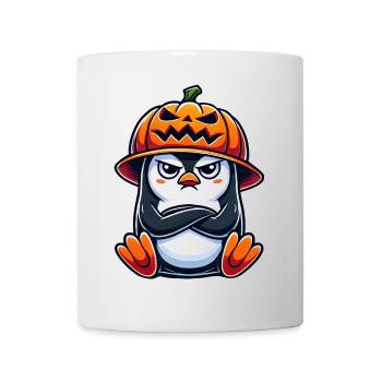 Halloween Pingouin Citrouille Sorcière Chapeau Dessin Animé Aigre - Mug blanc - blanc - Devant