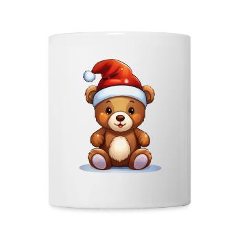 Noël – Ours en peluche avec chapeau de Père Noël - Mug blanc - blanc - Devant
