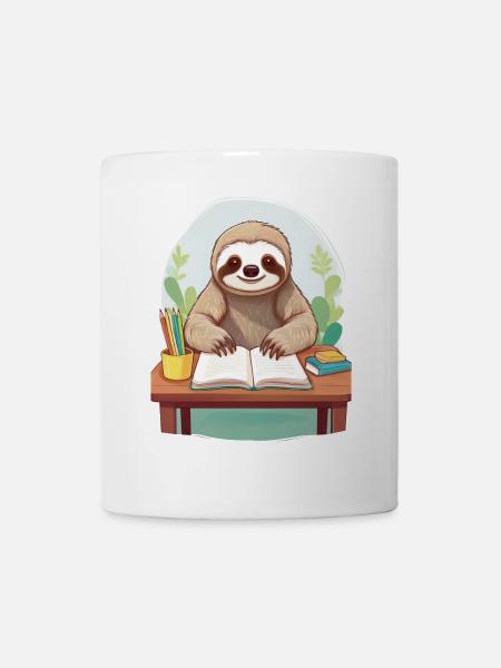 Sloth does homework - Mug - white