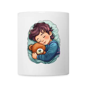 Enfant endormi avec ours en peluche - Mug blanc - blanc - Devant