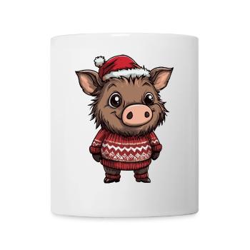Pig Christmas Wild Boar - Mug - white - Front