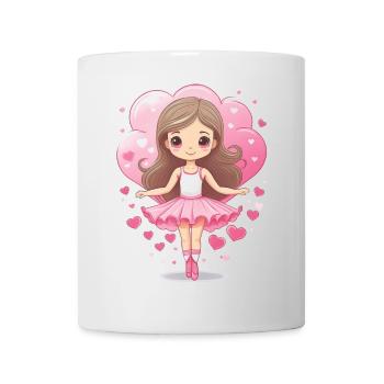 Danseuse aux cheveux longs et robe rose - Mug blanc - blanc - Devant