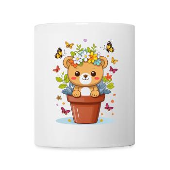 Cute teddy bear in flower pot - Mug - white - Front
