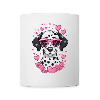 Dalmatian in love with pink glasses and hearts - Mug - white - Front
