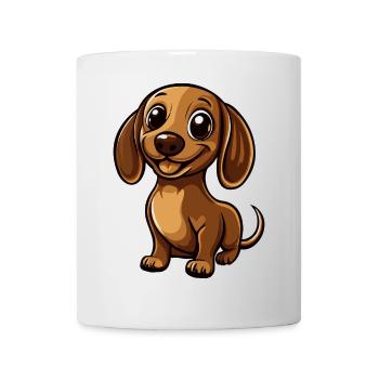 Dackel DachsHund Comic Niedlich - Tasse - Weiß - Vorne