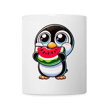 Funny Penguin with Watermelon Cartoon Summer - Mug - white - Front