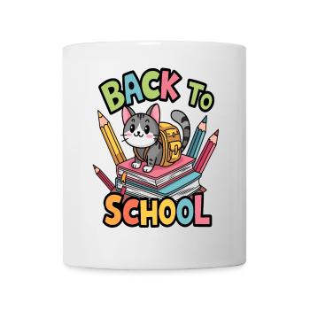 Un chat adorable prêt pour la rentrée scolaire - Mug blanc - blanc - Devant