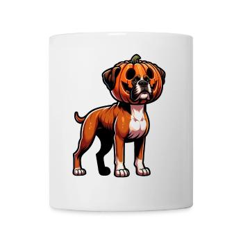 Halloween Boxer Hund Kürbis Cartoon Süß - Tasse - Weiß - Vorne