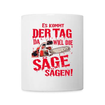 Halloween Säge Ruhrpott Ruhrgebiet Shirt - Tasse - Weiß - Vorne