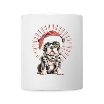 drôle Père Noël Bulldog chiens de Noël - Mug blanc - blanc - Devant