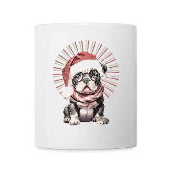 drôle Père Noël Bulldog chiens de Noël - Mug blanc - blanc - Devant