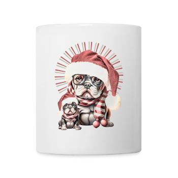 Weihnachtsbulldoggen Duo - Tasse - Weiß - Vorne