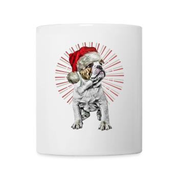 drôle Père Noël Bulldog chiens de Noël - Mug blanc - blanc - Devant