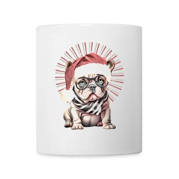 drôle Père Noël Bulldog chiens de Noël - Mug blanc - blanc - Devant