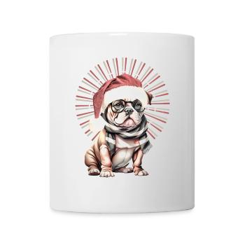 drôle Père Noël Bulldog chiens de Noël - Mug blanc - blanc - Devant