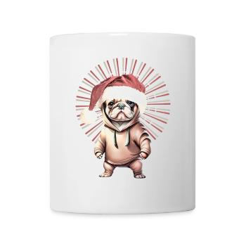 drôle Père Noël Bulldog chiens de Noël - Mug blanc - blanc - Devant