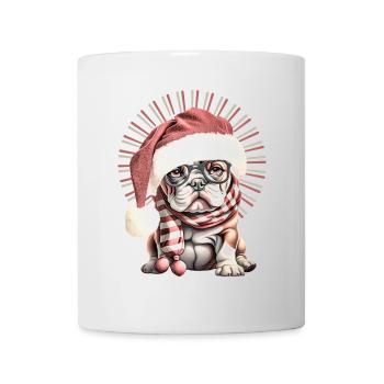 drôle Père Noël Bulldog chiens de Noël - Mug blanc - blanc - Devant