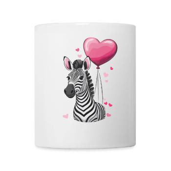 Valentinstag – Niedliches Zebra mit Herzluftballon - Tasse - Weiß - Vorne