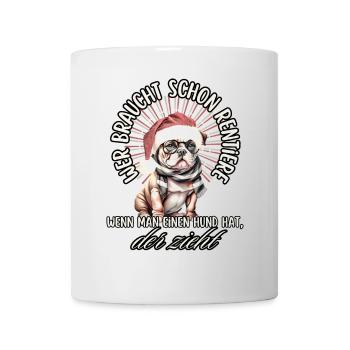 drôle Père Noël Bulldog chiens de Noël - Mug blanc - blanc - Devant