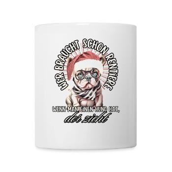 drôle Père Noël Bulldog chiens de Noël - Mug blanc - blanc - Devant