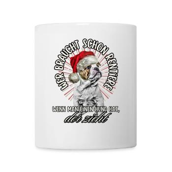 drôle Père Noël Bulldog chiens de Noël - Mug blanc - blanc - Devant