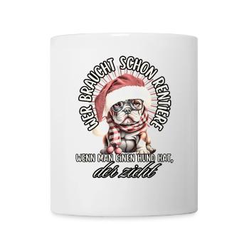 drôle Père Noël Bulldog chiens de Noël - Mug blanc - blanc - Devant
