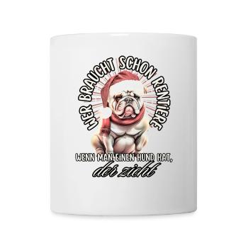 drôle Père Noël Bulldog chiens de Noël - Mug blanc - blanc - Devant