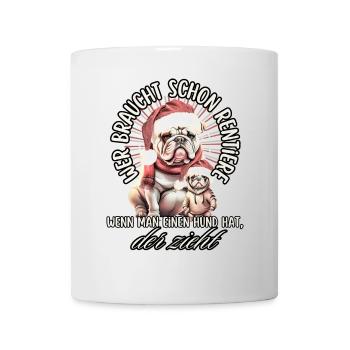 drôle Père Noël Bulldog chiens de Noël - Mug blanc - blanc - Devant