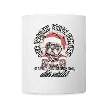 drôle Père Noël Bulldog chiens de Noël - Mug blanc - blanc - Devant