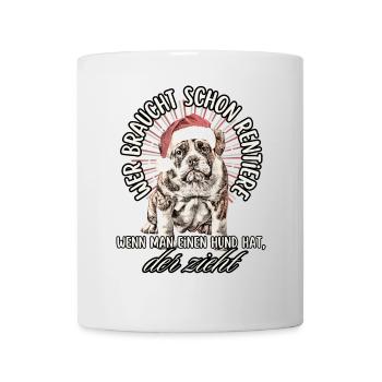 drôle Père Noël Bulldog chiens de Noël - Mug blanc - blanc - Devant