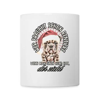 drôle Père Noël Bulldog chiens de Noël - Mug blanc - blanc - Devant