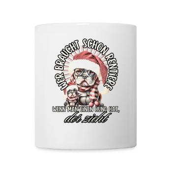 drôle Père Noël Bulldog chiens de Noël - Mug blanc - blanc - Devant