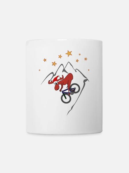 Elch MTB Downhill Xmas - Tasse - Weiß