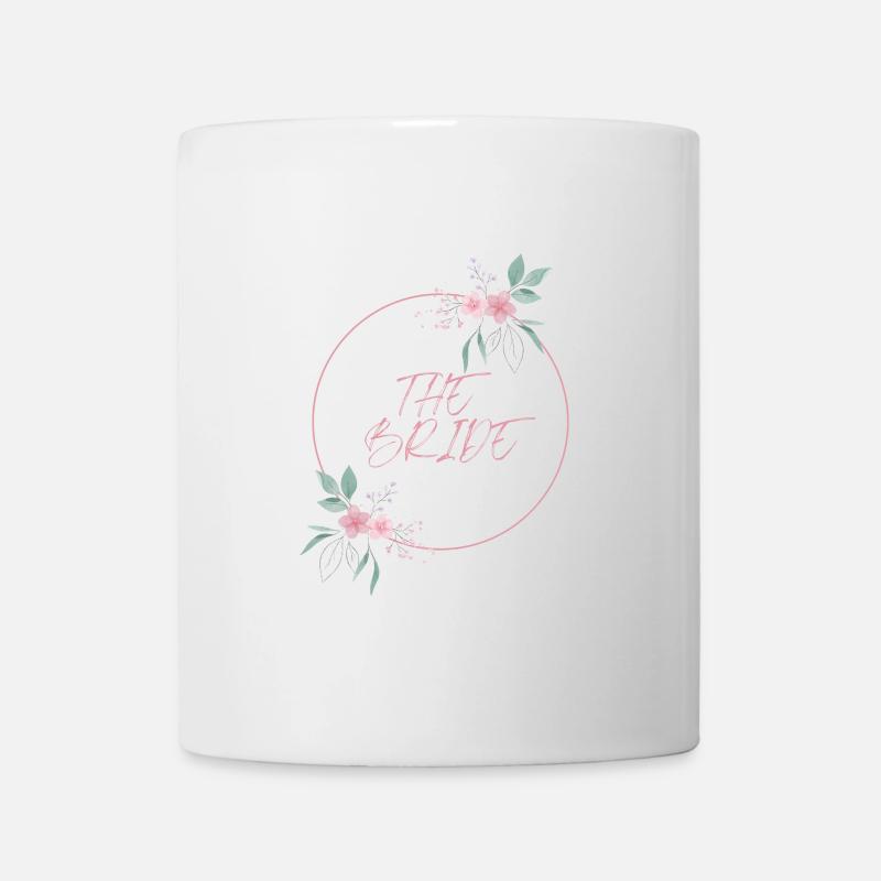 Bride Rosa Kreis Blumen schlicht Vintage - Tasse - Weiß