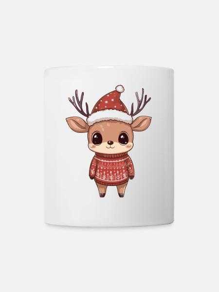Hirsch Weihnachten Comic - Tasse - Weiß