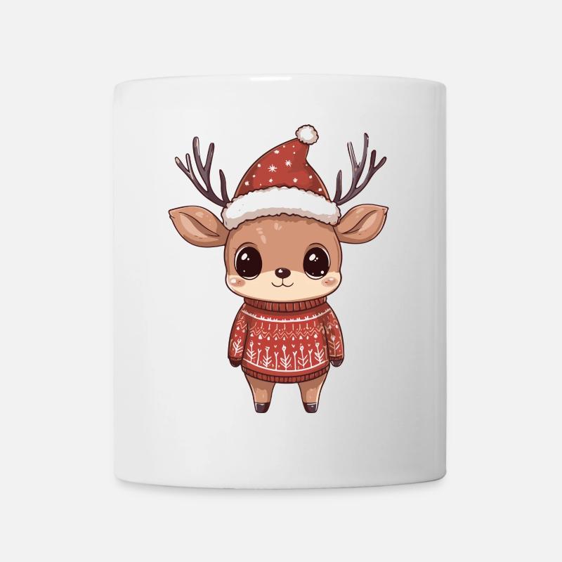 Hirsch Weihnachten Comic - Tasse - Weiß