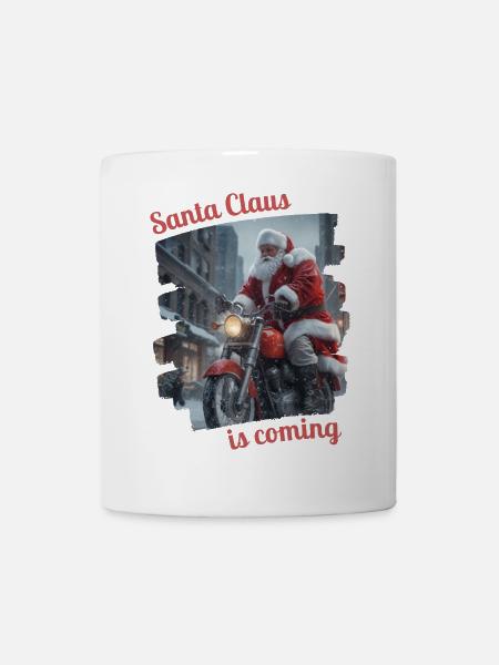 Santa Claus is coming - Weihnachtsmann Motorrad - Tasse - Weiß