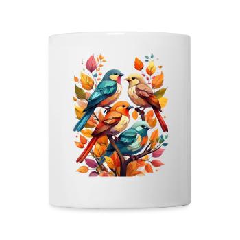 Birds sitting on a branch in autumn - Mug - white - Front