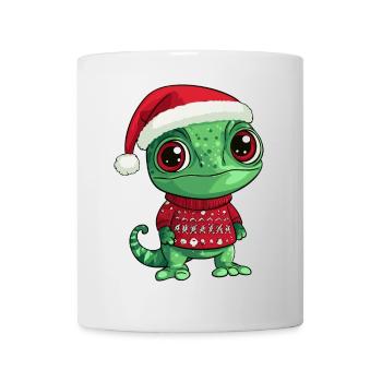 Bande dessinée de Noël caméléon - Mug blanc - blanc - Devant