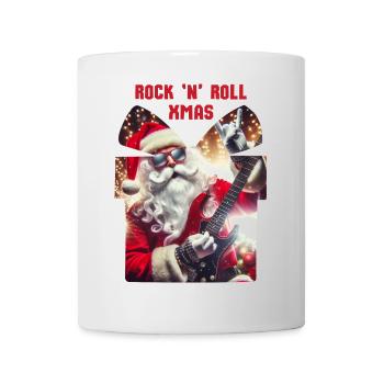 Rock n Roll Xmas - Weihnachtsmann Rocker - Tasse - Weiß - Vorne