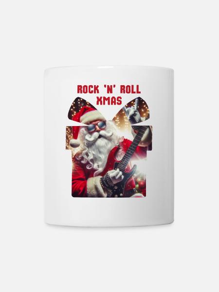 Rock n Roll Xmas - Weihnachtsmann Rocker - Tasse - Weiß
