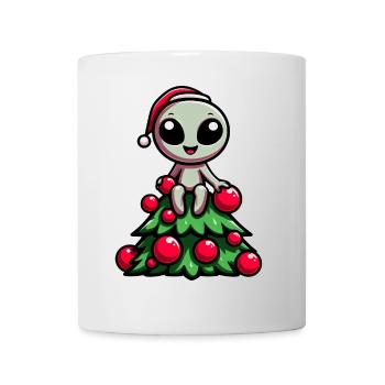 Lustiger Alien Tannenbaum Weihnachten skurril - Tasse - Weiß - Vorne