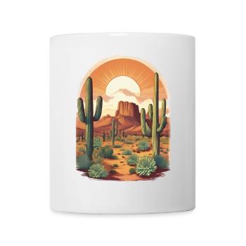 Vintage Arizona Illustration mit Kaktus und Wüste - Tasse - Weiß - Vorne