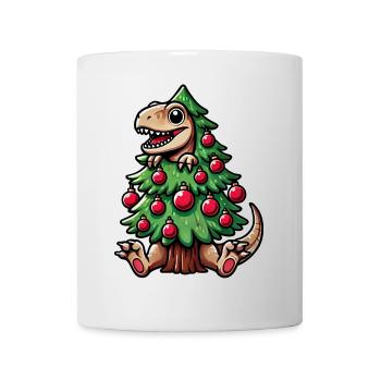 Weihnachten T-Rex Dinosaurier Weihnachtsbaum Carto - Tasse - Weiß - Vorne